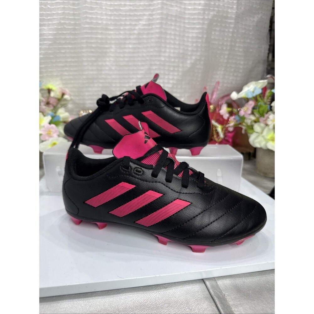 A6)Adidas Soccer Cleats Goletto VIII FG J Black Pink Futbol GX6907 Kids Size 2.5